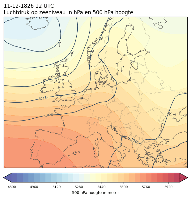 Weerkaart van 11 december 1826 om 12 UTC