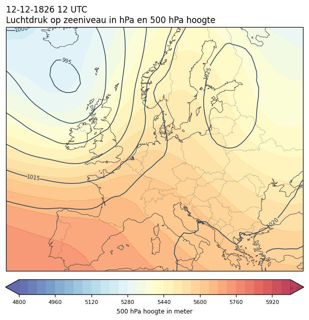 Weerkaart van 12 december 1826 om 12 UTC
