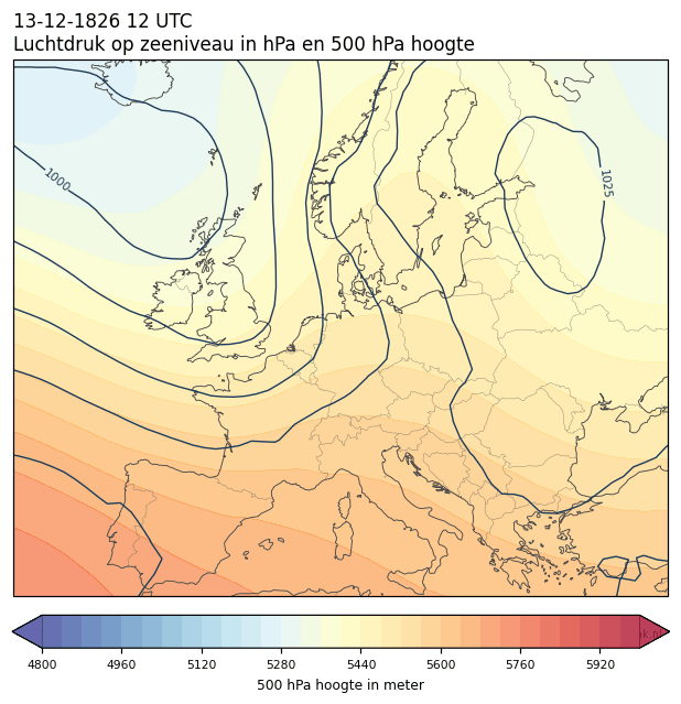 Weerkaart van 13 december 1826 om 12 UTC