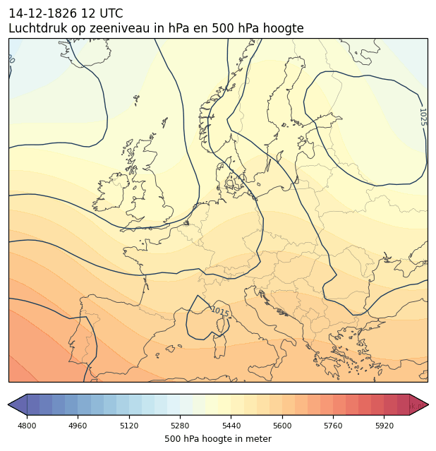 Weerkaart van 14 december 1826 om 12 UTC