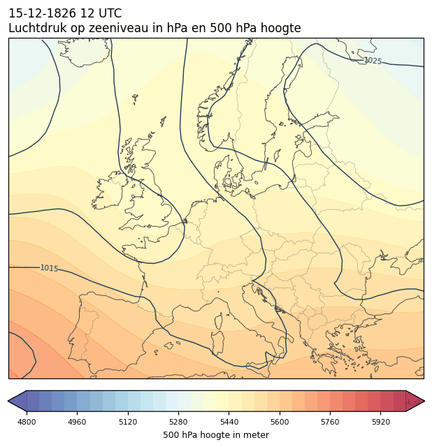 Weerkaart van 15 december 1826 om 12 UTC