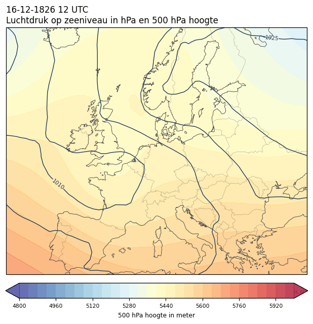 Weerkaart van 16 december 1826 om 12 UTC