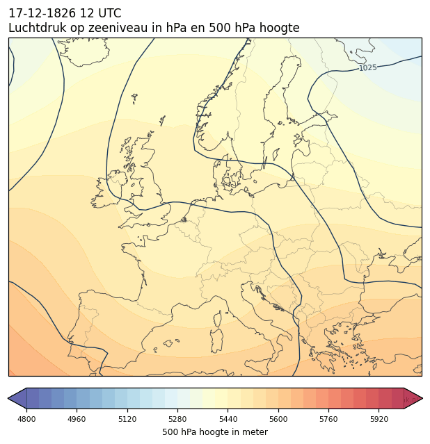 Weerkaart van 17 december 1826 om 12 UTC