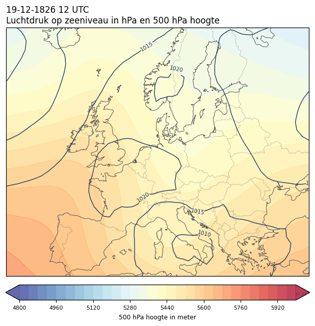 Weerkaart van 19 december 1826 om 12 UTC