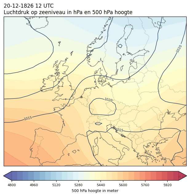 Weerkaart van 20 december 1826 om 12 UTC