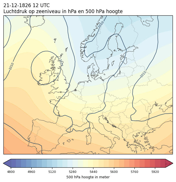 Weerkaart van 21 december 1826 om 12 UTC