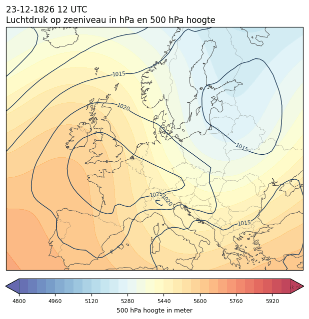 Weerkaart van 23 december 1826 om 12 UTC