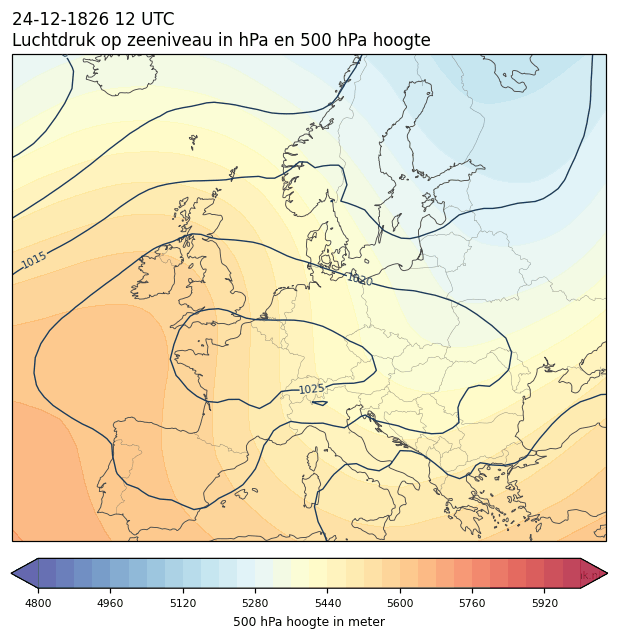 Weerkaart van 24 december 1826 om 12 UTC