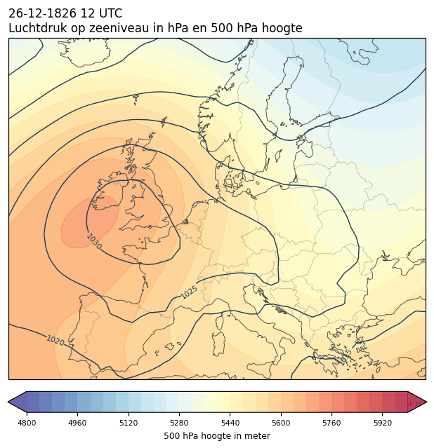 Weerkaart van 26 december 1826 om 12 UTC