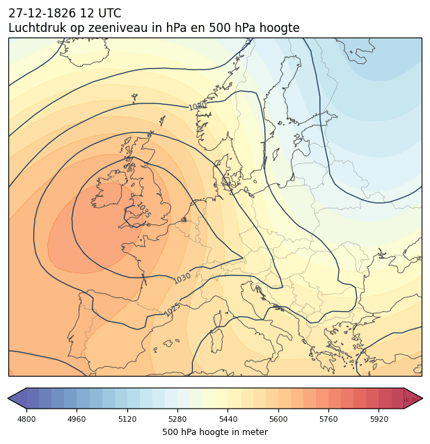 Weerkaart van 27 december 1826 om 12 UTC