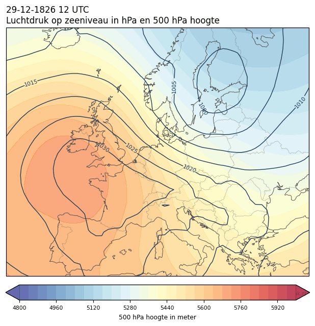 Weerkaart van 29 december 1826 om 12 UTC