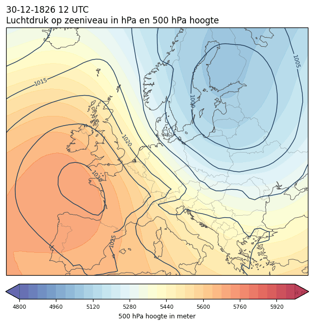 Weerkaart van 30 december 1826 om 12 UTC