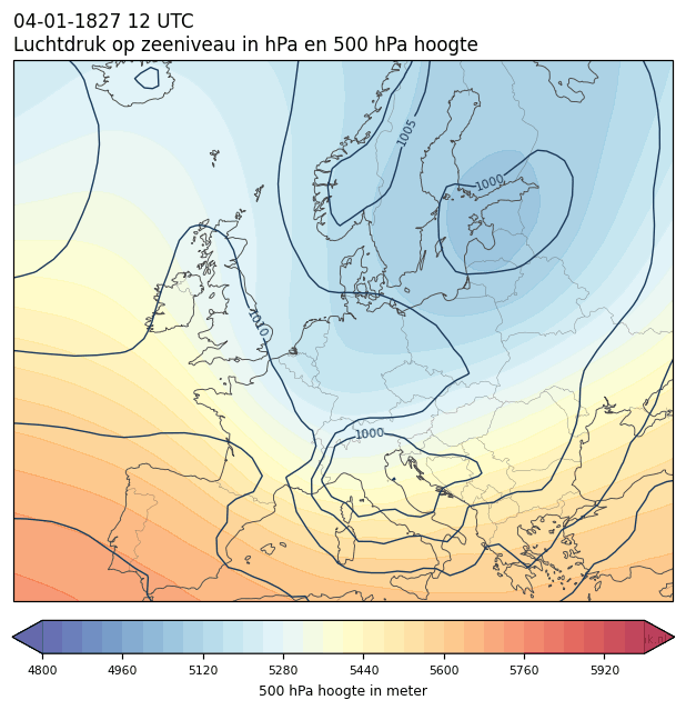 Weerkaart van 4 januari 1827 om 12 UTC