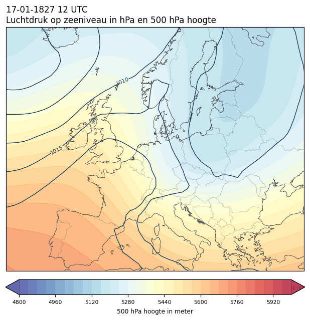 Weerkaart van 17 januari 1827 om 12 UTC