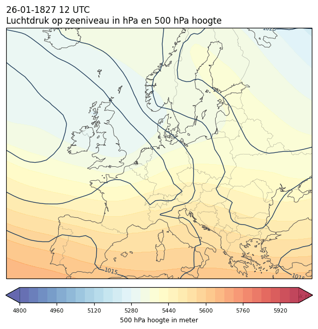 Weerkaart van 26 januari 1827 om 12 UTC