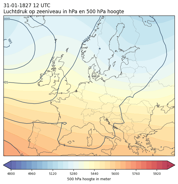 Weerkaart van 31 januari 1827 om 12 UTC