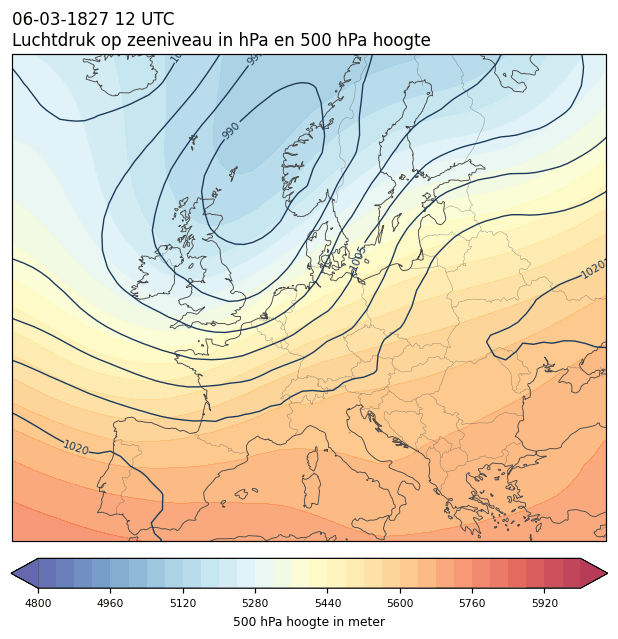 Weerkaart van 6 maart 1827 om 12 UTC