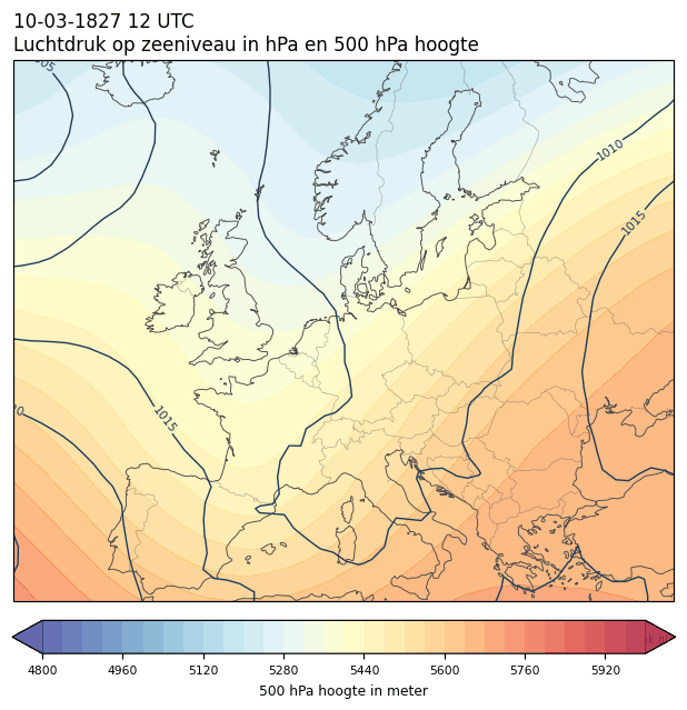 Weerkaart van 10 maart 1827 om 12 UTC