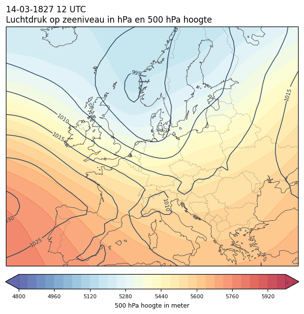 Weerkaart van 14 maart 1827 om 12 UTC