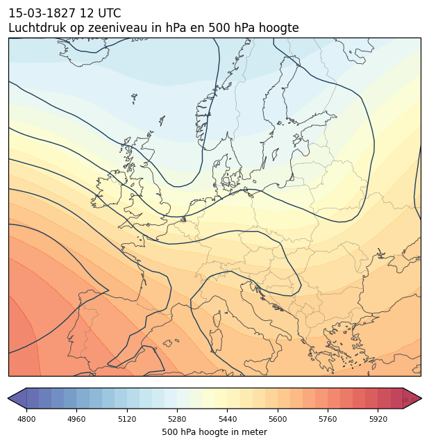Weerkaart van 15 maart 1827 om 12 UTC