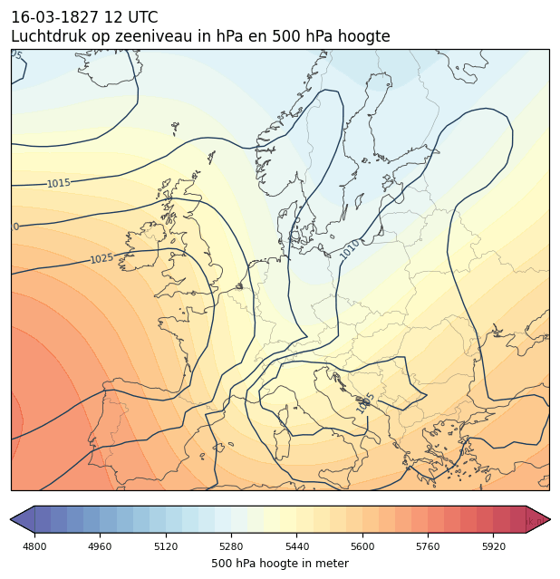 Weerkaart van 16 maart 1827 om 12 UTC