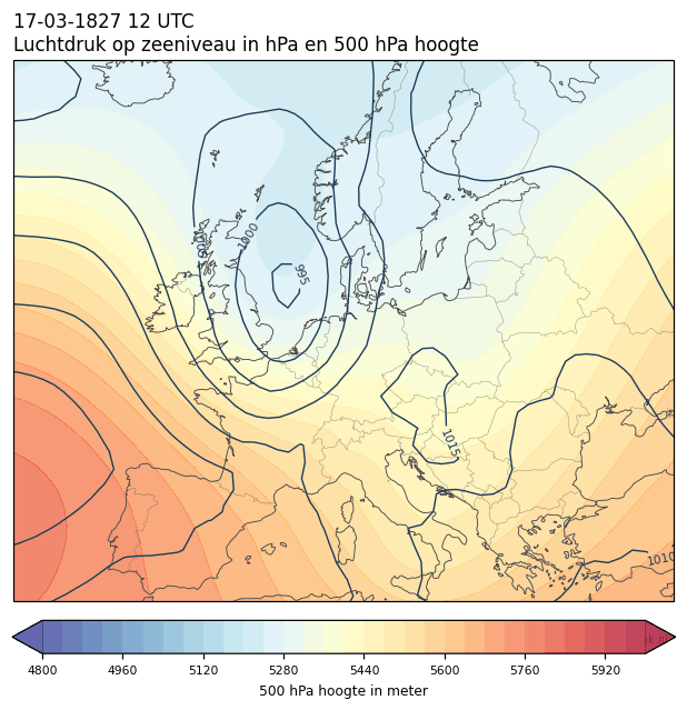 Weerkaart van 17 maart 1827 om 12 UTC