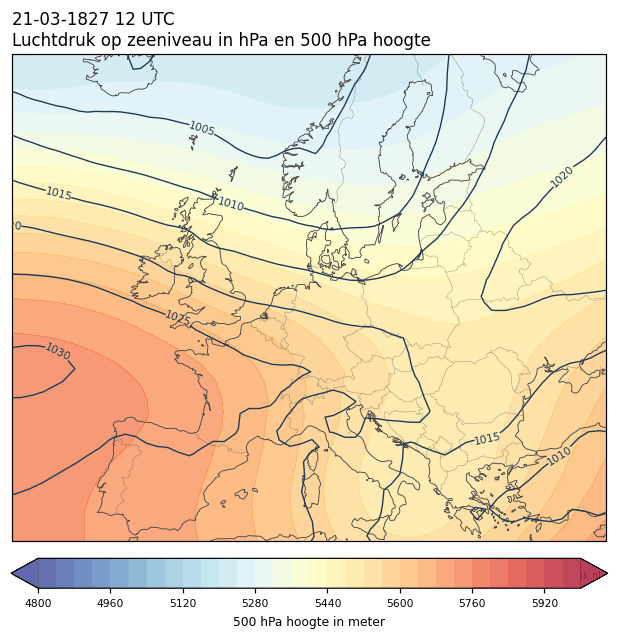 Weerkaart van 21 maart 1827 om 12 UTC
