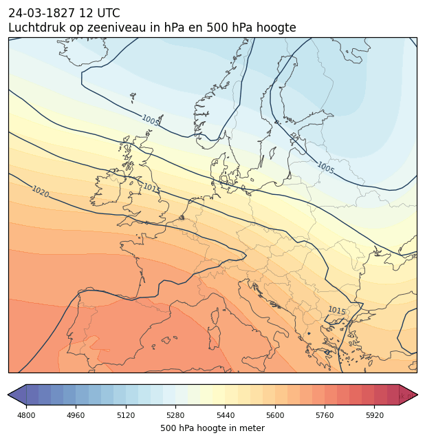 Weerkaart van 24 maart 1827 om 12 UTC