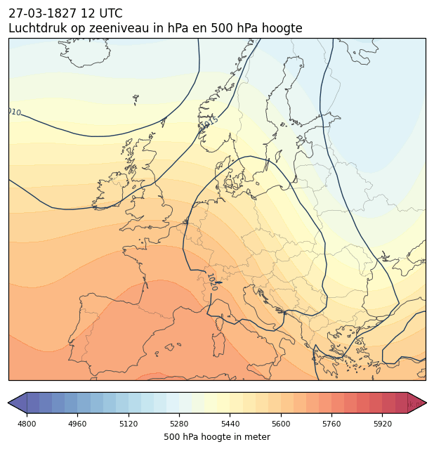 Weerkaart van 27 maart 1827 om 12 UTC