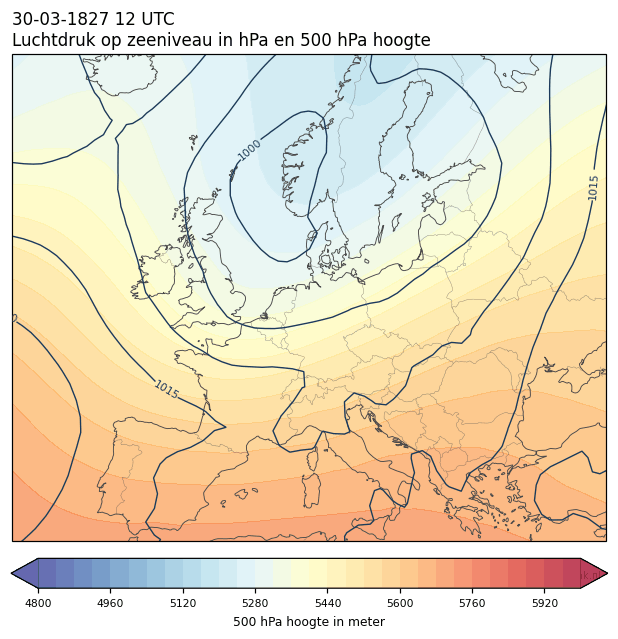 Weerkaart van 30 maart 1827 om 12 UTC