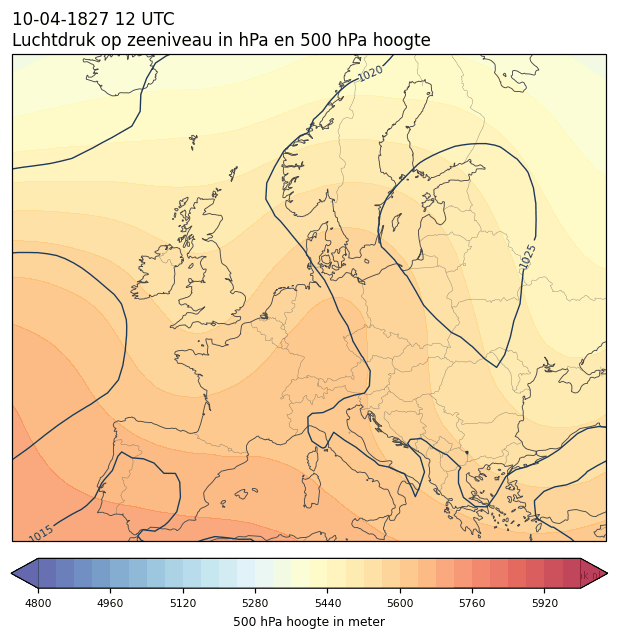 Weerkaart van 10 april 1827 om 12 UTC