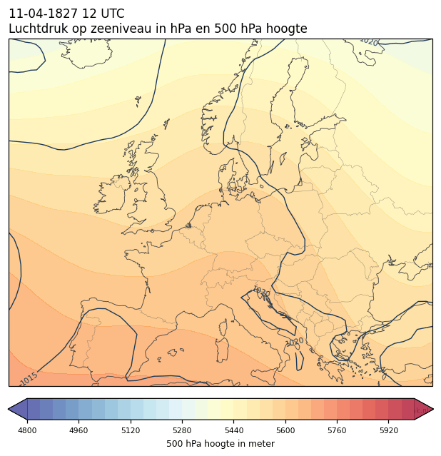 Weerkaart van 11 april 1827 om 12 UTC