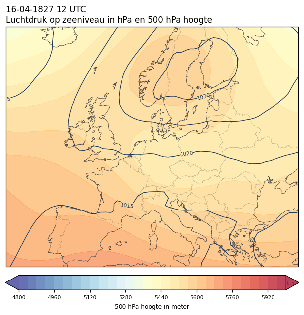 Weerkaart van 16 april 1827 om 12 UTC