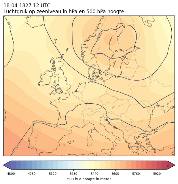 Weerkaart van 18 april 1827 om 12 UTC