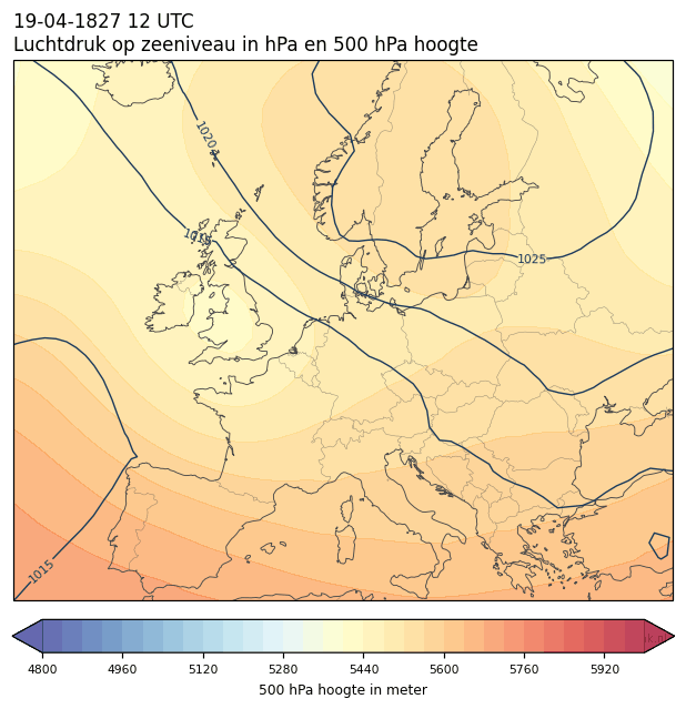 Weerkaart van 19 april 1827 om 12 UTC