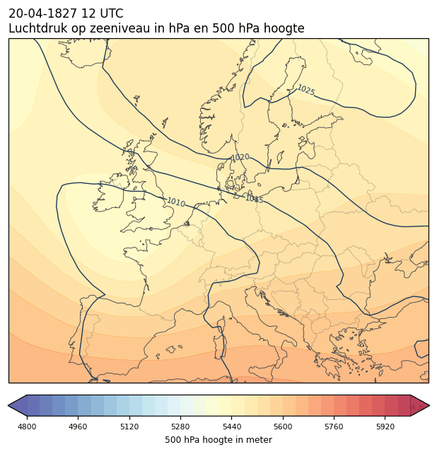 Weerkaart van 20 april 1827 om 12 UTC