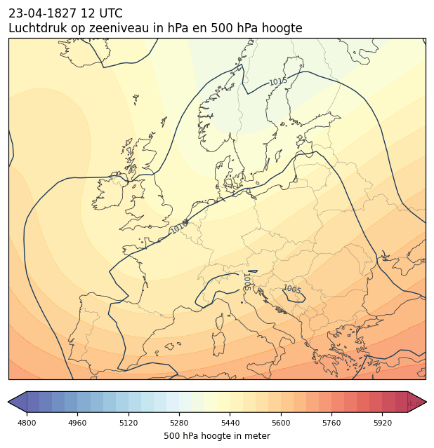 Weerkaart van 23 april 1827 om 12 UTC