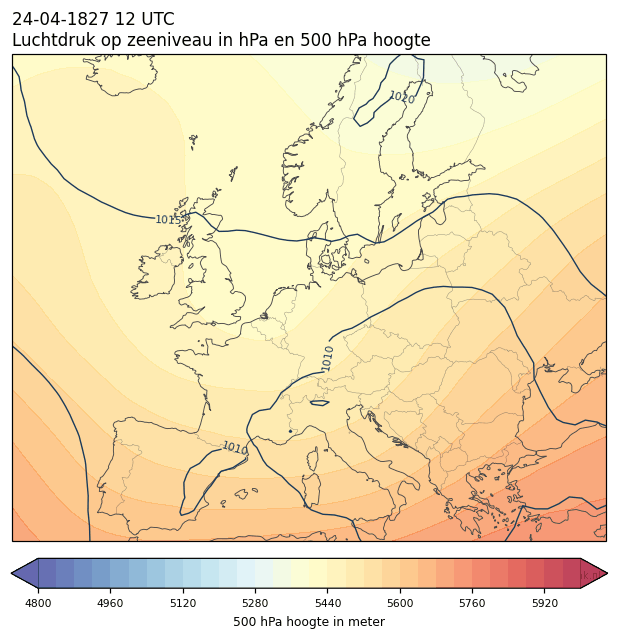 Weerkaart van 24 april 1827 om 12 UTC