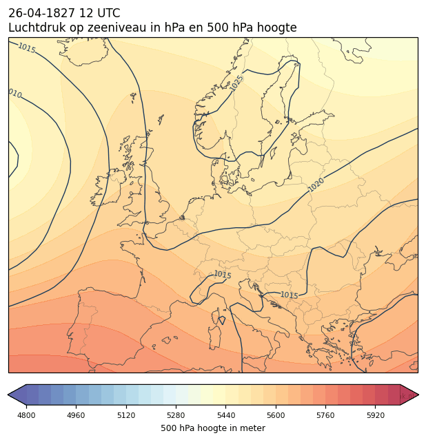 Weerkaart van 26 april 1827 om 12 UTC