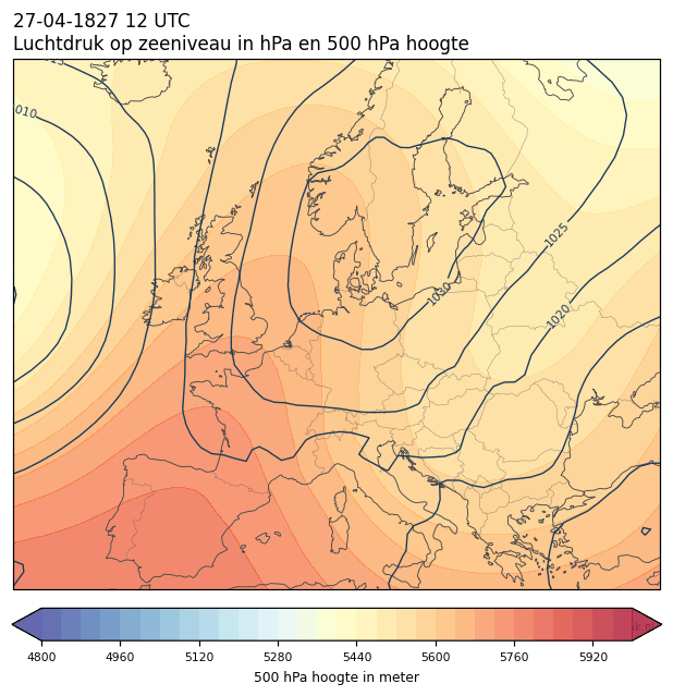 Weerkaart van 27 april 1827 om 12 UTC