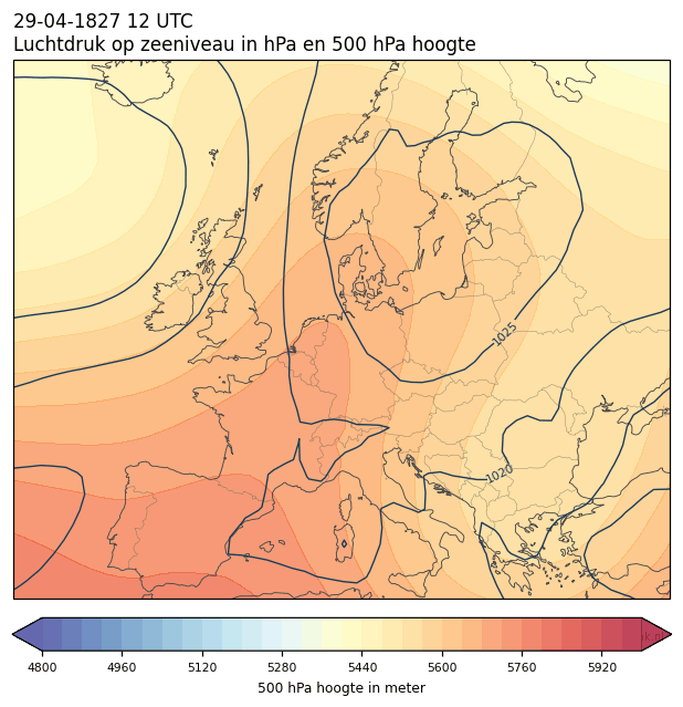 Weerkaart van 29 april 1827 om 12 UTC