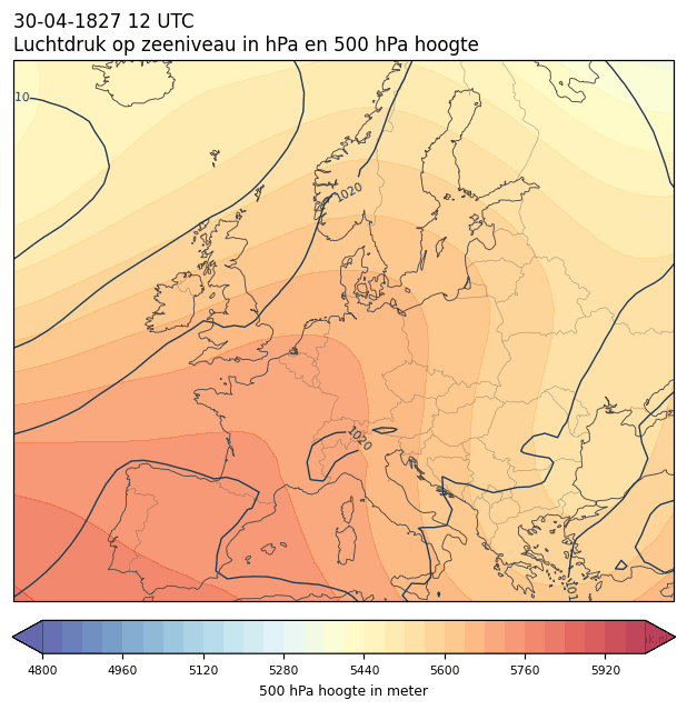Weerkaart van 30 april 1827 om 12 UTC