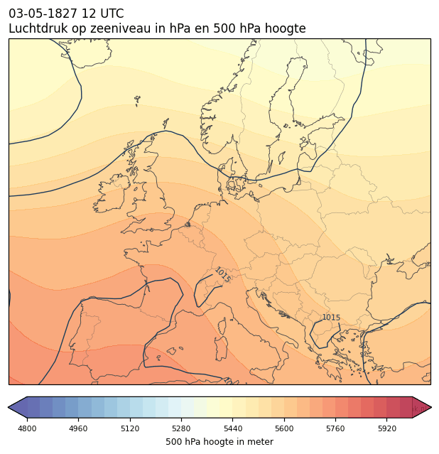 Weerkaart van 3 mei 1827 om 12 UTC