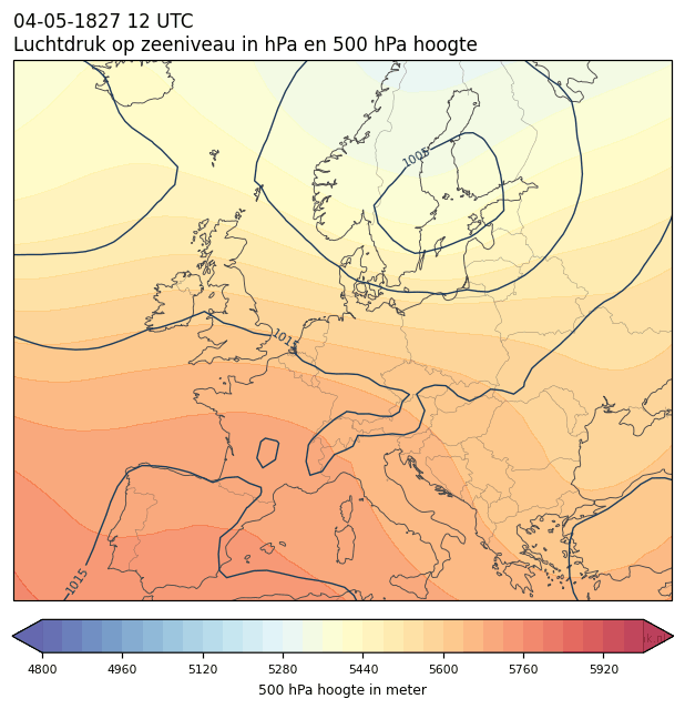 Weerkaart van 4 mei 1827 om 12 UTC