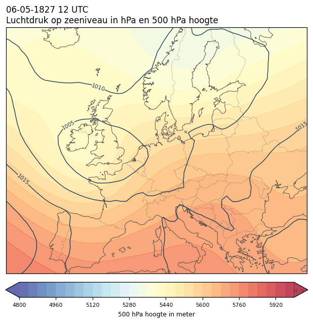 Weerkaart van 6 mei 1827 om 12 UTC