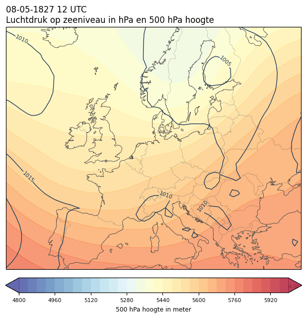 Weerkaart van 8 mei 1827 om 12 UTC