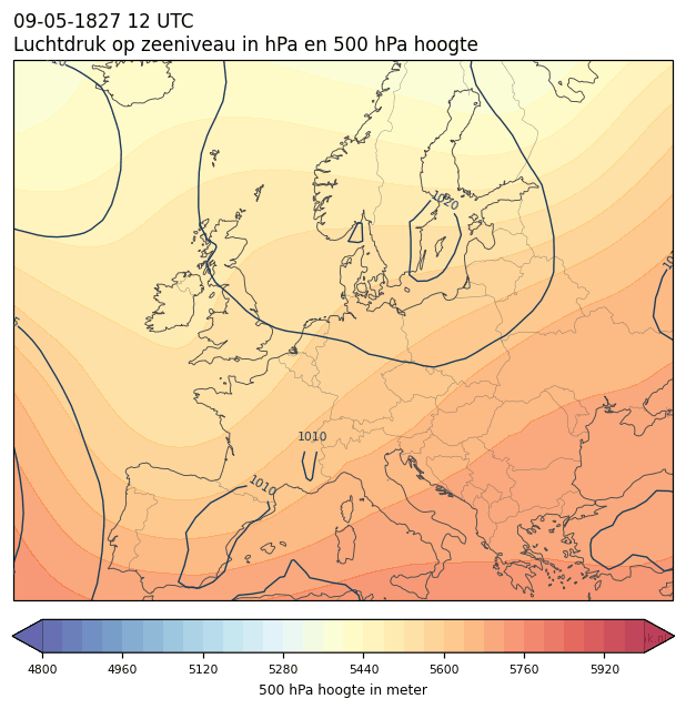 Weerkaart van 9 mei 1827 om 12 UTC