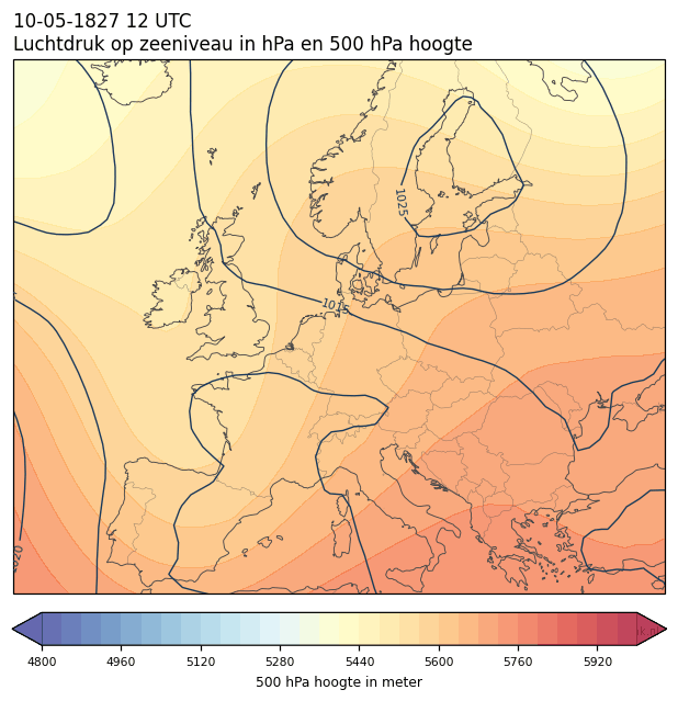 Weerkaart van 10 mei 1827 om 12 UTC