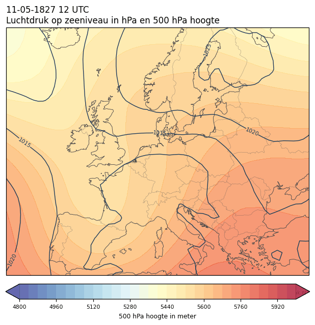 Weerkaart van 11 mei 1827 om 12 UTC