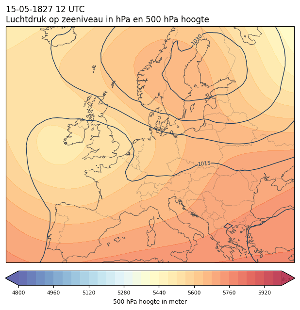 Weerkaart van 15 mei 1827 om 12 UTC